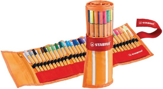 STABILO point 88 - Fineliner 0,4 mm - Rollerset - 30 stuks Etui - Met 25 standaard + 5 Neon Kleuren